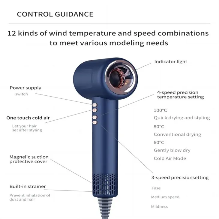 Pengering Rambut Dengan Kawalan Suhu Digital